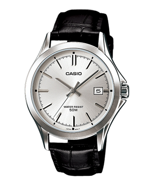 Đồng hồ nam Casio MTP-1380L-7AVDF Dây da đen - Mặt trắng viền bạc - Chống nước 50 mét