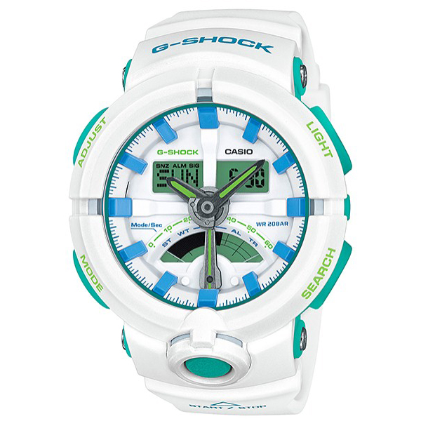 Đồng hồ Nam Casio G-Shock GA-500WG-7A Dây nhựa trắng - Mặt điện tử kim số tiêu chuẩn