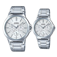 Đồng hồ cặp đôi Casio MTP-V300D-7A & LTP-V300D-7A Dây kim loại - Mặt trắng - Chống nước