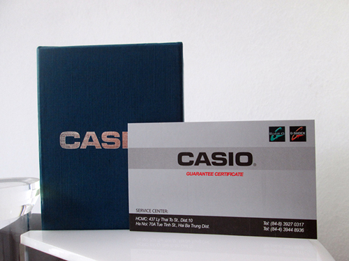 thẻ bảo hành chính hãng của Casio 