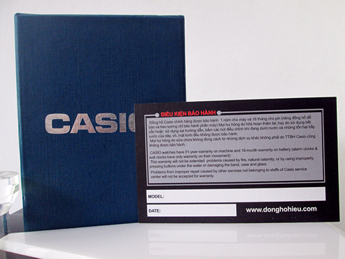 thẻ bảo hành đồng hồ Casio chính hãng