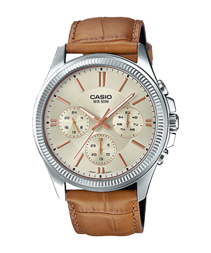 Đồng hồ nam Casio MTP-1375L-9AVDF Dây da nâu - Mặt 6 kim vàng Đẳng cấp
