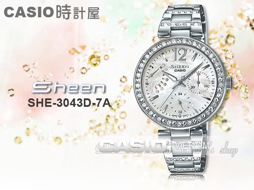 Đồng hồ Casio Sheen SHE-3043D-7AUDR Chính hãng Chống nước 50 mét