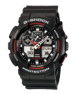 ĐỒNG HỒ G-SHOCK GA-100-1A4DR Dây nhựa - Viền đồng hồ màu đen đỏ