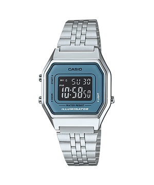 Đồng hồ Casio LA680WA-2BDF Dây kim loại mạ bạc - Mặt viền xanh