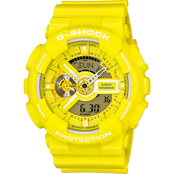 GA-110BC-9ADR | Đồng Hồ Casio | G-Shock | Dây Nhựa Màu Vàng | Chống Nước WR20BAR
