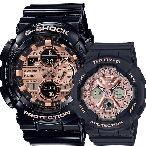 Đồng Hồ Đôi Casio G-Shock & Baby-G GA-140GB-1A2DR & BA-130-1A4DR Dây Nhựa - Chống Nước WR20BAR - Bảo Hành 5 Năm