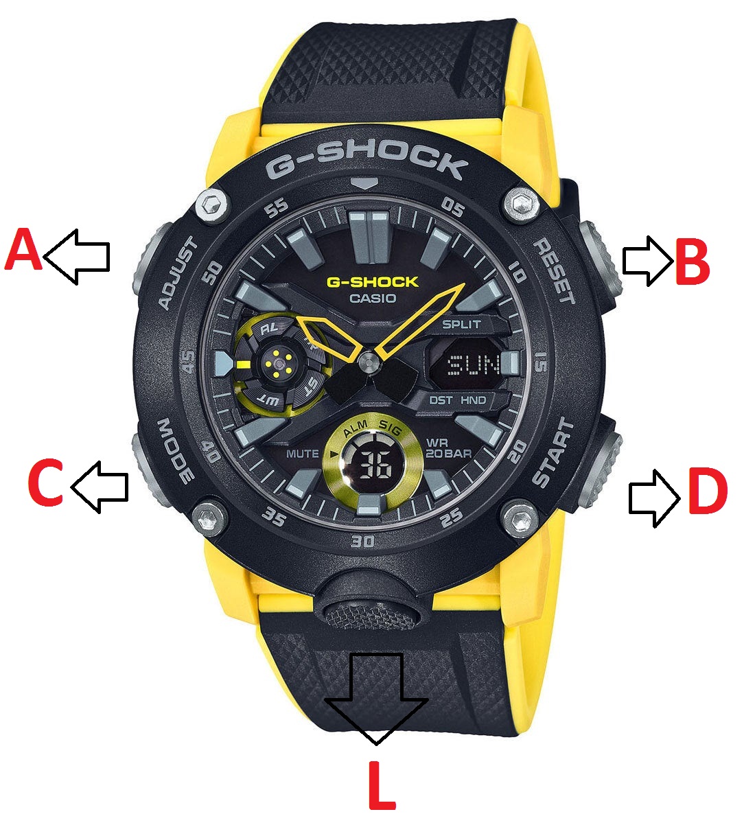 G Shock GA-2000 Model 5590 - Cách chỉnh giờ & Hướng dẫn sử dụng đồng hồ G-Shock từ A-Z 