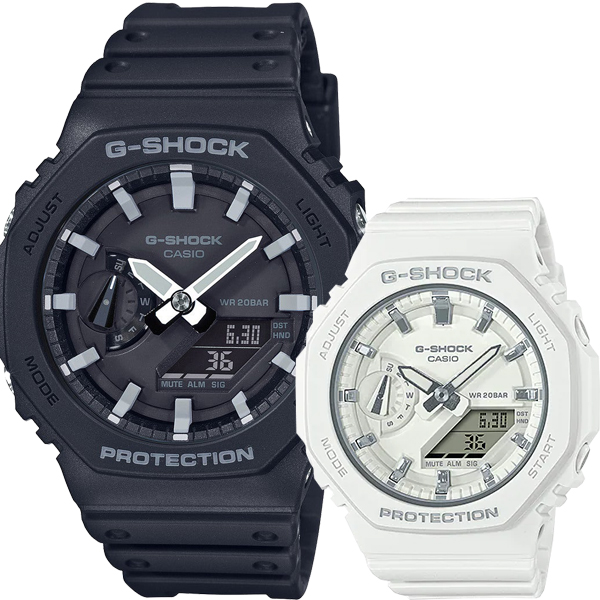 Đồng Hồ Casio Cặp Đôi G-Shock GA-2100-1ADF & GMA-S2100-7ADR Dây Nhựa - Cấu Trúc Lõi Carbon - Chống Nước WR20BAR