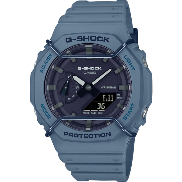 GA-2100PT-2A | Đồng Hồ Casio | G-Shock | Nam | Dây Nhựa Màu Xanh | Lõi Carbon | Chống Nước WR20BAR