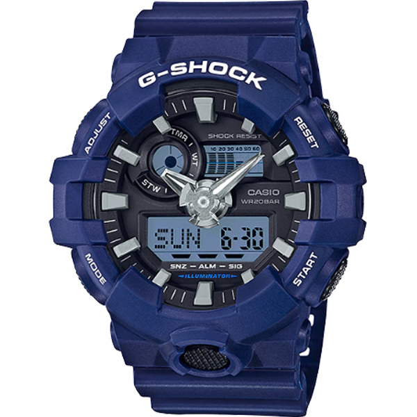 GA-700-2ADR | Đồng Hồ Casio | G-Shock | Dây Nhựa Màu Xanh | Chống Nước WR20Bar | Đèn LED