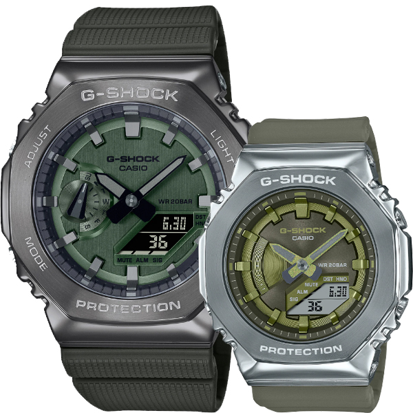 Đồng Hồ Casio Cặp Đôi G-Shock GM-2100B-3A & GM-S2100-3A Dây Nhựa - Cấu Trúc Lõi Carbon - Chống Nước WR20BAR