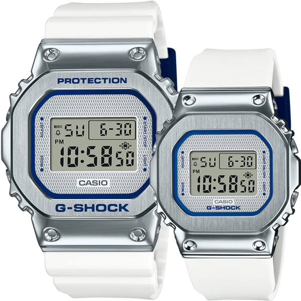 Đồng Hồ Casio Cặp Đôi G-Shock GM-5600LC-7DR & GM-S5600LC-7DR Dây Nhựa - Mặt Vuông Gờ Kim Loại - Chống Nước WR20BAR