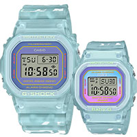 Đồng Hồ Casio Cặp Đôi G-Shock & Baby-G SLV-21B-2DR Mặt Vuông - Dây Nhựa Trong - Chống Nước WR20BAR
