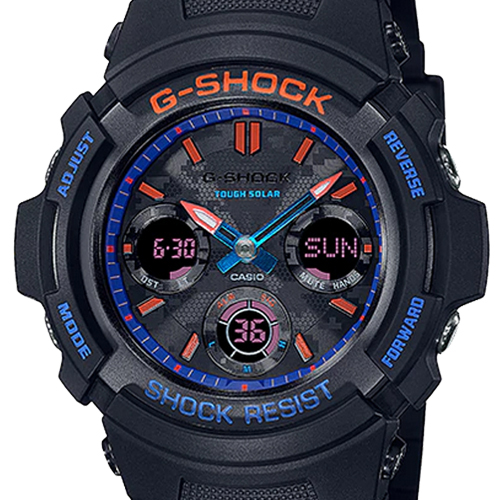 chi tiết mặt đồng hồ Casio G Shock AWR-M100SCT-1ADR