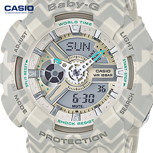 chi tiết mặt đồng hồ casio BA-110TP-8ADR