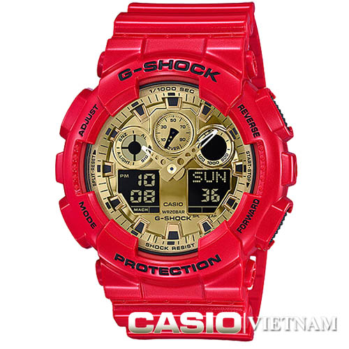 Đồng hồ Casio G-Shock GA-100VLA-4A màu đỏ đến từ Nhật Bản