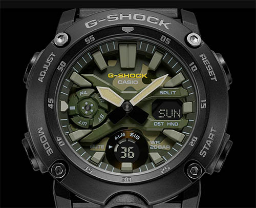 Chi tiết mặt đồng hồ casio G Shock GA-2000SU-1A