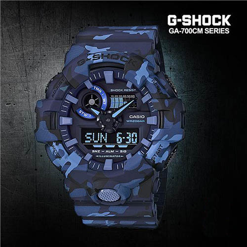 Đồng hồ Casio G-Shock GA-700CM-2A màn hình hiển thị 