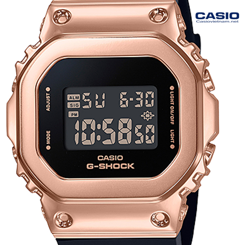 Đồng Hồ G Shock Nữ GM-S5600PG-1 | Casio | Dây Nhựa | Vỏ Mạ Vàng Hồng