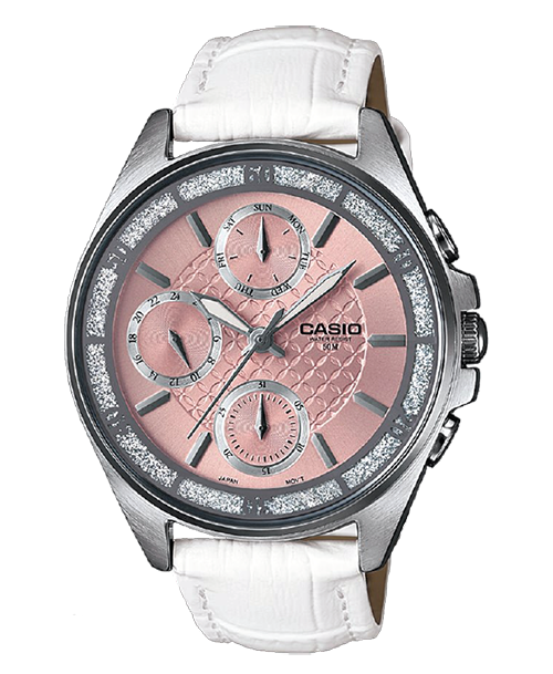 Đồng hồ Casio nữ LTP-2086L-7AVDF dây da màu trắng