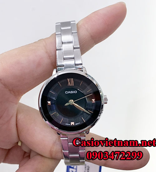 đồng hồ nữ casio LTP-E163D-1A dây kim loại cá tính