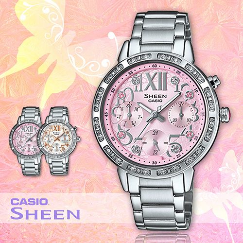 Đồng hồ nữ Casio SHE-3036D-4A nền mặt màu hồng