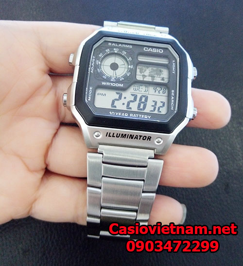 Đồng hồ Casio AE-1200WHD-1AVDF Pin 10 Năm - Chống Nước WR100m