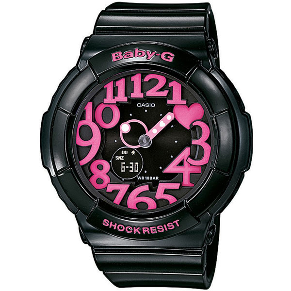 ĐỒNG HỒ CASIO BABY-G BGA-130-1BDR Dây nhựa đen - Đồng hồ điện tử mặt số nhiều màu - Chống nước 100 mét